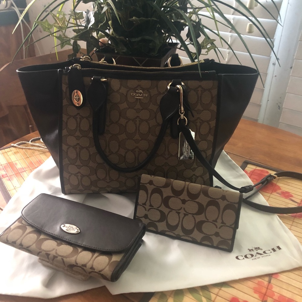 Coach Handbag with matching Wallet and Checkbook